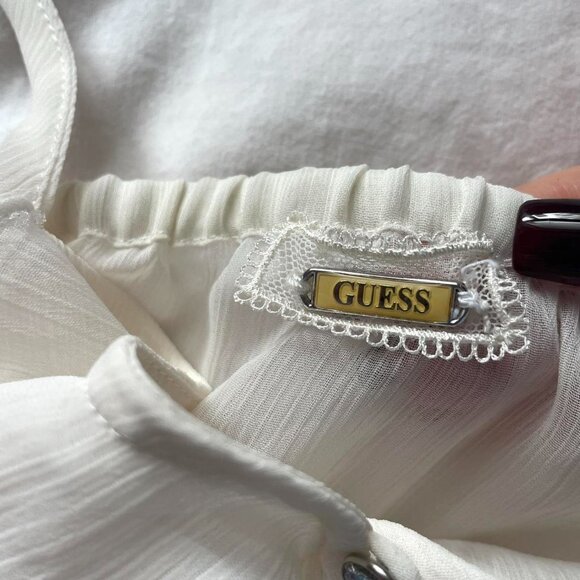 Vintage Y2K Guess Sheer Ruffled Tank Top - Picture 5 of 7